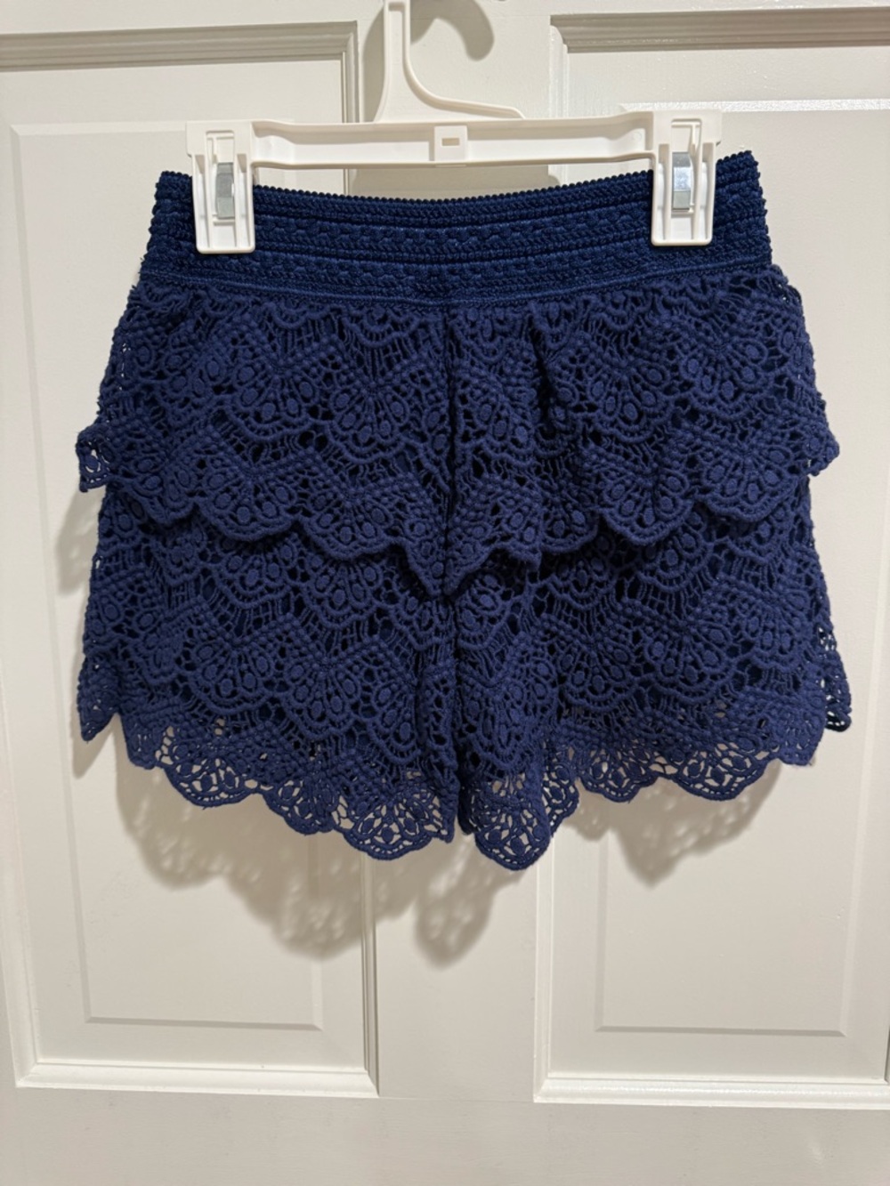 Justice Navy‎ Crochet Lace Layered Shorts